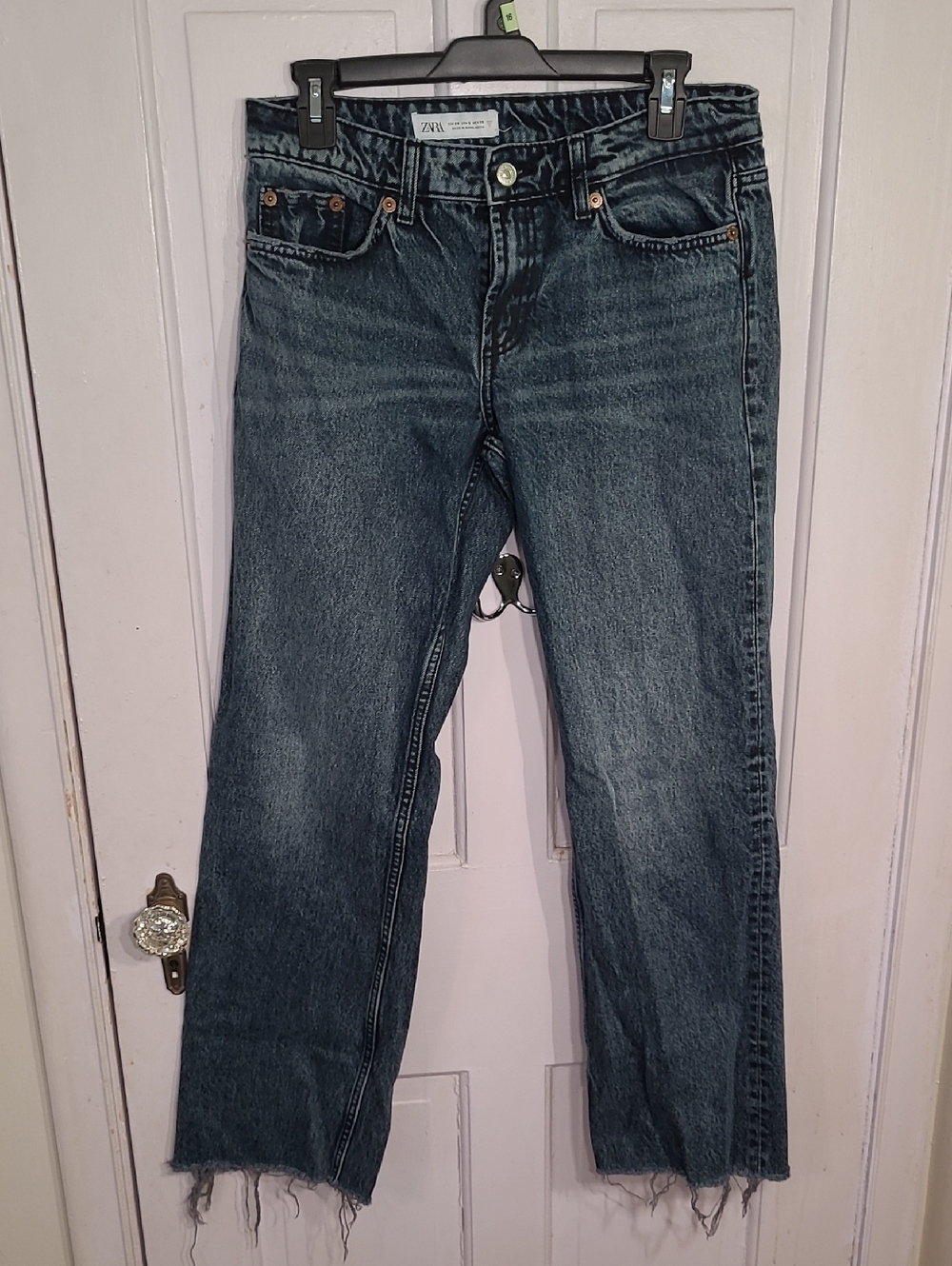 Zara Black and White Acid-Wash Jeans Size 6